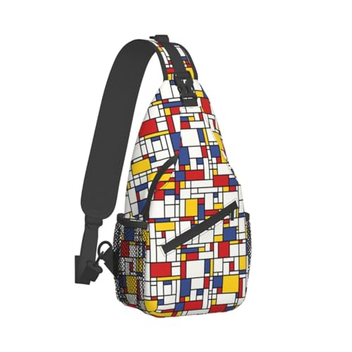 Mondrian Red Yellow Blue Sling Backpack Chest Bag Crossbody Shoulder Bag Gym Cycling Travel Hiking Daypack For Men Women2