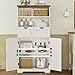 TEENFON 49.6''H Tall Storage Cabinet with Adjustable Shelf & 2 Drawers, Cupboard, Bathroom Floor Farmhouse Cabinet for Living Room, Entryway, Home Office, White