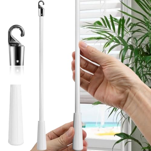 Blind Wand Replacement with Hook 17 Inches White Fiberglass Blind Tilt Wand for Window Pull Supplies (1 Pcs)