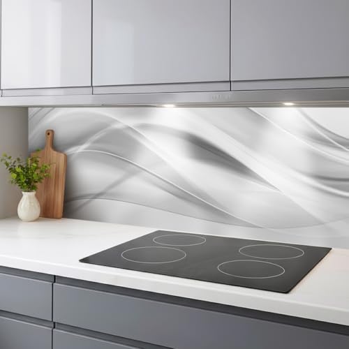 Rodnik Küchenrückwand – monolithische ABS-Platte mit Direktdruck, formstabil und langlebig. Große Motivauswahl (Silver Waves, 60x400 cm)