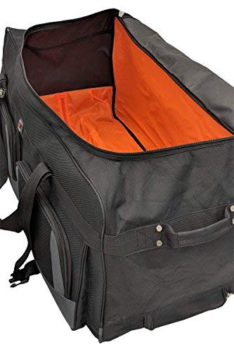 Amaro Extra Large Rolling Duffle Bag, Wheeled Travel Camping Bag, Black/Grey, 36 inch