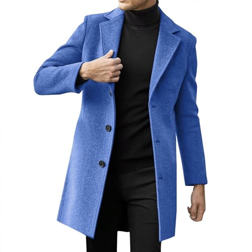 Generisch 2026 Abrigo de Invierno Delgado Cuello de Solapa Manga Larga Chaqueta de Cuero Acolchado Espesar Abrigo Chaqueta de Piel de Oveja, azul, M