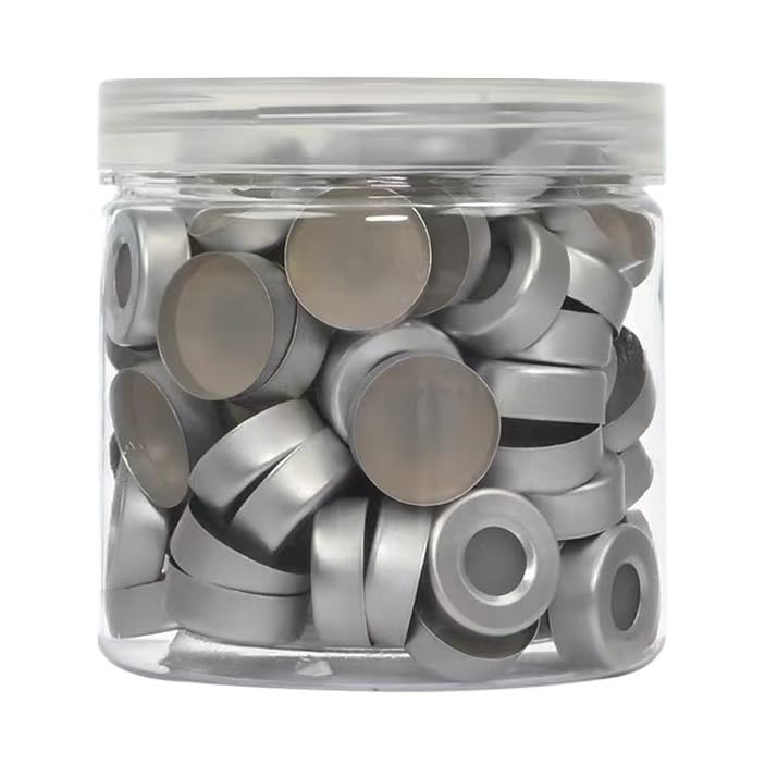 Tapón de aluminio 20 mm con septos PTFE/silicona para viales cromatografía 10 ml/20 ml paquete 100