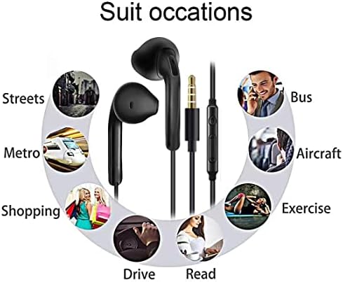 3 Pack Earphones, In-Ear Headphones Wired Earbuds, Noise Isolating Headset With Microphone, Heavy Deep Bass, Compatible with Samsung HuaWei MP3 Players Tablets and Laptops