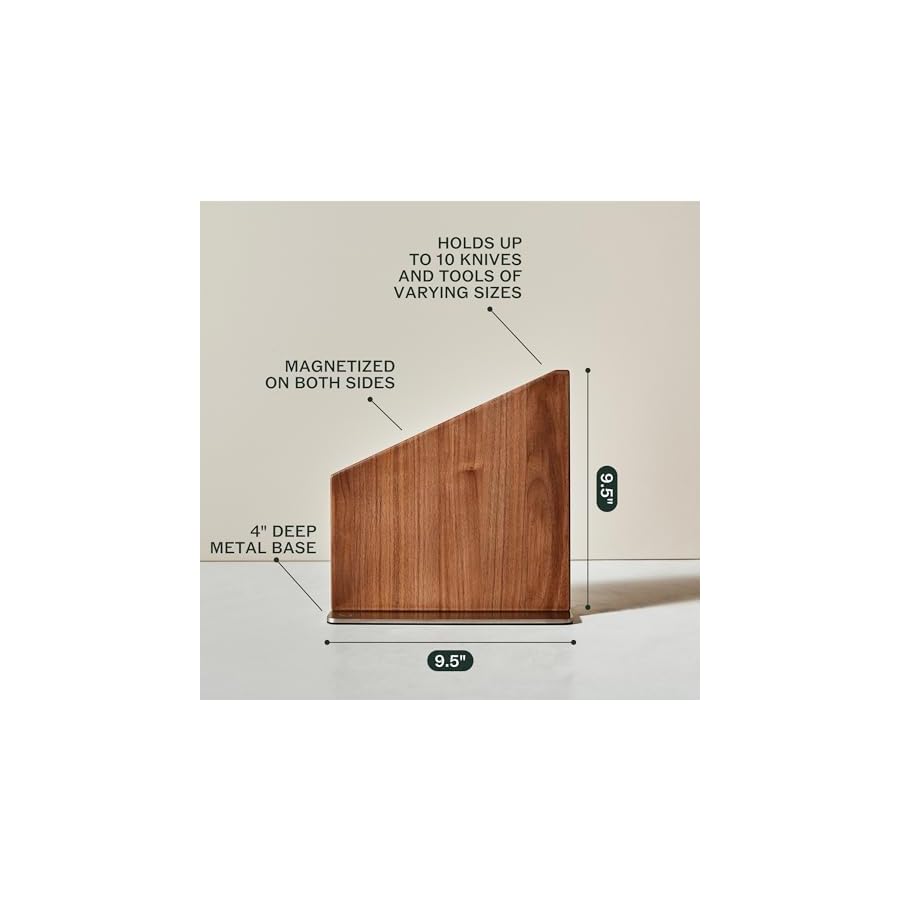 Material-Knife-Stand-Magnetic-Wood-Modern-Knife-Block-for-Safe-Storage-and-Display-of-Knife-Sets-Large-Capacity-for-10-knives-Walnut Material Knife Stand, Magnetic Wood Modern Knife Block for Safe Storage and Display of Knife Sets, Large Capacity for 10 knives, Walnut