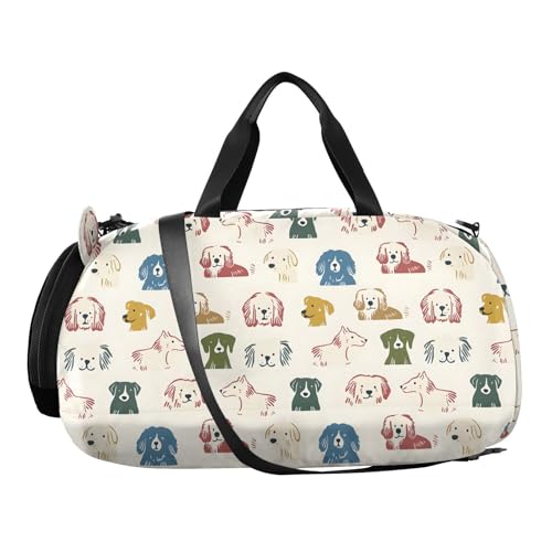 Duffle Bag for Boys or Girls with Shoes Compartment, Colorful Cartoon Dog Sports Travel Bag Overnight2