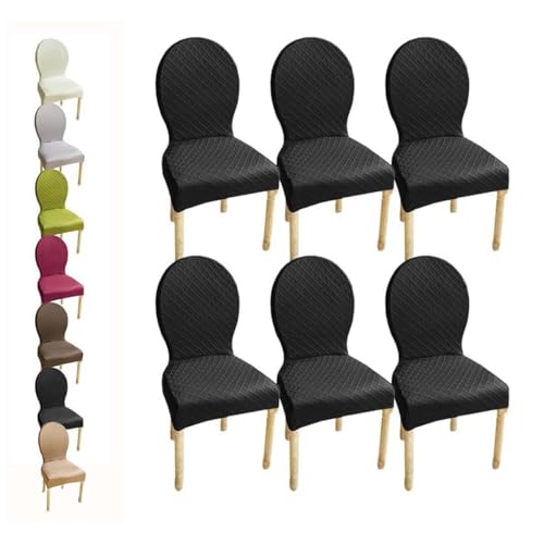 Juego de 6 fundas ovaladas personalizables para sillas de comedor con respaldo redondo, fundas elásticas para sillas grandes y pequeñas, protectores para sillas de comedor, B, 6 piezas, 1 grande