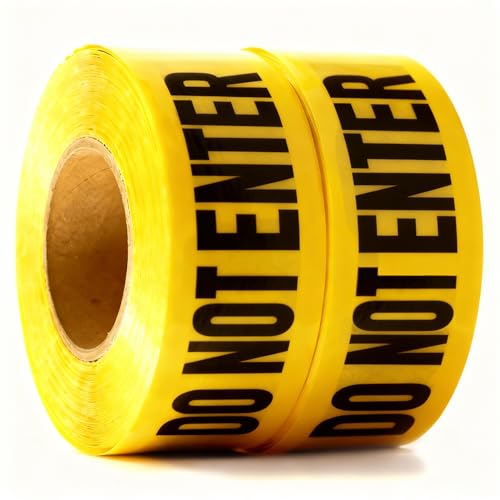 Tapix Yellow Caution Do Not Enter Tape 2 Pack 3 Inch X 1000 Feet • Bright Yellow with A Bold Black Print for High Visibility • Tear Resistant Design 2 Pack Yellow