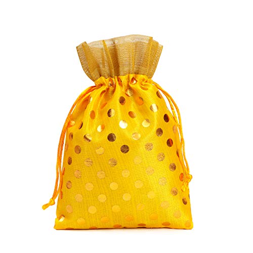 Image of Meher Collection Women's Polka Dot Potli Bags for Return Gifts Wedding Gift for mom Potli Purse Gift Bags Fancy Potli bag Diwali Potli Karwachauth Potli - Red Polka 1kg Large size (25cm x 27cm)