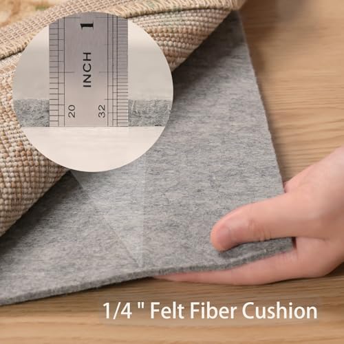 QJHOMO Non Slip Rug Pad 8x10 Feet Carpet Padding, Under Rug Padding Cushioned for Hardwood Floors, Thick Felt Cushion Carpet Pads for Area Rugs Non Skid Backing Runner Rug Mat
