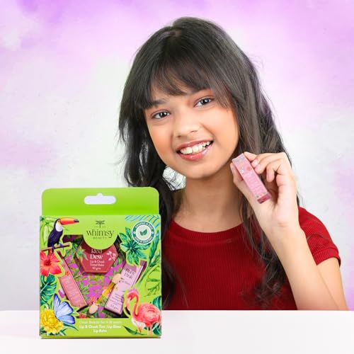 Image of Whimsy Beauty Organic & Safe Kids Makeup Kit | Safe, Non-Toxic Beauty Set for Girls | Includes Lip Balm, Lip Gloss & Lip & Cheek Tint | Vegan & Cruelty-Free (Pack of 3)