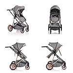 Moni Kombikinderwagen Midas 3 in 1 Autositz, Sportsitz, Babywanne, Wickeltasche, Farbe:grau