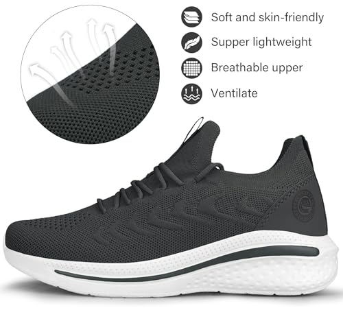 Image of Pujcs Mens Tennis Shoes Slip on Sneakers Ligthtweight Wlking Running Shoes for Work Gym Workout Sports Atheletic