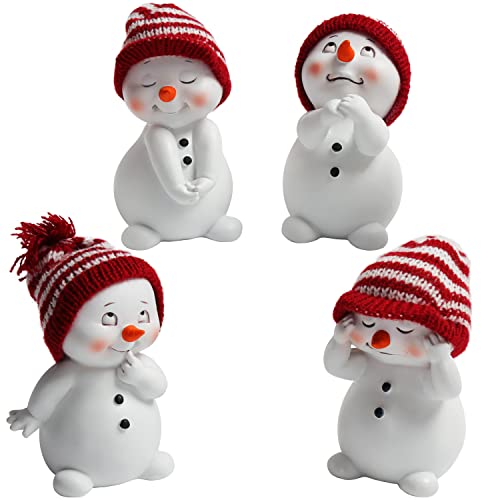 Belle Vous Dekorative Schneemann Weihnachten Figuren (4 Pack) - 11 cm...