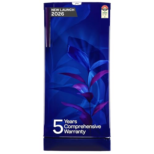 Image of Godrej 185 L 5 Star 5 Years Comprehensive Turbo Cooling Technology Toughened Glass Shelves Large Shelve Space Single Door Refrigerator (2026 Model, RD 195EN TAI MN BL, Marine Blue)