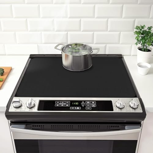 Image of Stove Top Cover for Electric Stove- Range Covers for Electric Stove,Silicone XXL Dish Drying Mat, Glass Cooktop Covers, Flat RV Range top Mats (Black, 36 inchx21 inch)