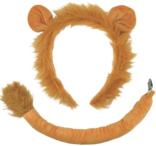 DaliDali Lion Ears Headband With Tail Lion Costume Headband Adult Animal Ears Headband Animal Costume for Halloween Festival Party Cosplay Not a Toy For users aged 15 and Above.