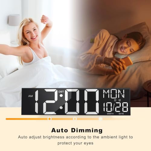 Image of JALL 30 inch Large Digital Wall Mount Clock with Remote Control, Alarm, Huge Giant Big LED, Countdown, Auto DST, Temperature for Living Room Classroom Desk, Xmas, Birthday Gift, White