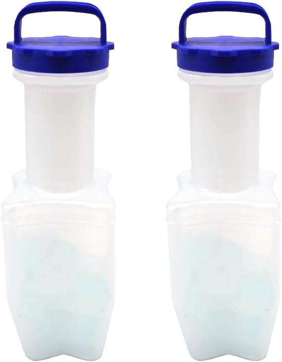 2 Pack Cold Paddle for Cooling Hot Soup in Commercial Restaurant Kitchen 2 Liter 68 oz (Blue & Clear), Easy Lift & Drive Handle Chill Utensil Cooling Wand