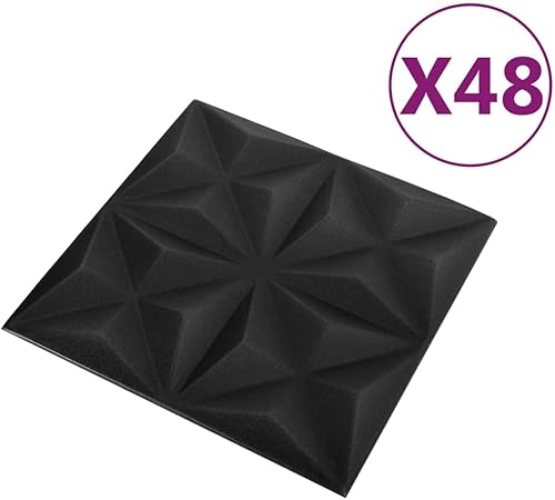 Miniatura 2 de YAFF Paneles de pared 3D 48 piezas 19.7"x19.7" Origami Negro 129.2 pies -0918