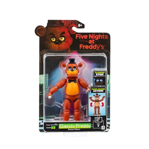 Five Nights at Freddys Classic Freddy - 5-Inch Articulated Figure with Jumpscare Feature and Glow-In-The-Dark Eyes