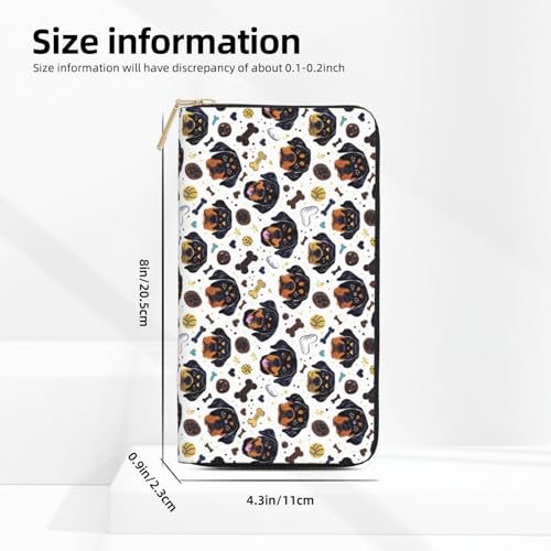 Leather Thin Slim Wallets for Women & Men - Cute Rottweiler Dog Print Card Wallet Holder with Zipper2