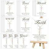 yesaior 24 Sets Faith Cross Necklaces Gifts for Women Religious Present Necklace with Verses Card Christian Gifts for Women Church Coworker (Classic)