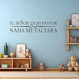 The Lord is My Shepherd - El Señor ES Mi Pastor Wall Decal | Christian Spanish Bible Verse Wall Art for Bedroom or Living Room Decor (Black-JZY134-Nada)