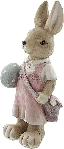 Dekoleidenschaft großer Osterhase Eiermaler 48 cm hoch, Dekofigur, Hasen-Dekoration, Osterdeko, Dekohase oder Dekohäsin, wetterfest, Garten-Deko für Draußen (Hasenmädchen)
