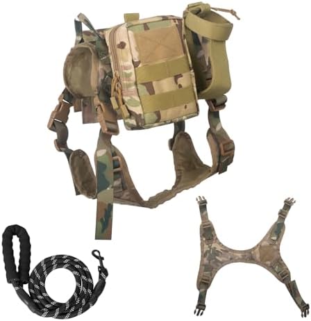 Dog Harness and Leash Set, Small Medium Large Dog Tactical Dog Strap, Easy to Control Soft Handle, Used for Training Hunting Walking, Suitable for Both Male and Female Dogs (L)