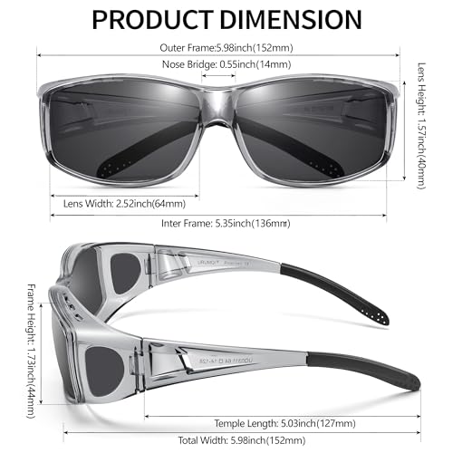 Image of URUMQI Polarized Sunglasses Fit Over Glasses for Men Women, Wraparound Sun Glasses UV400 Protection for Driving Fishing