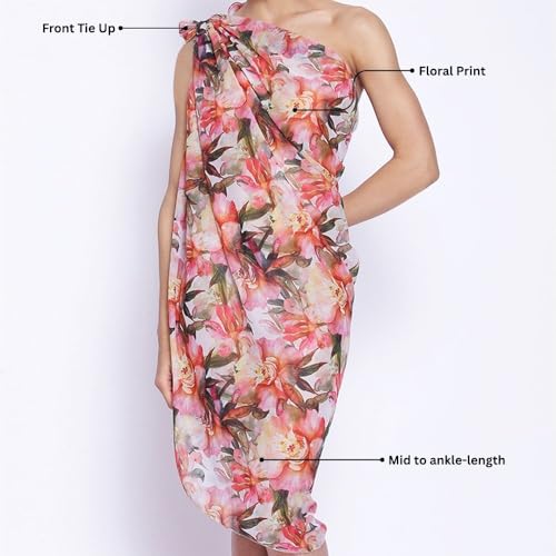 Image of EROTISSCH Women's Poly Georgette One-Piece Swimsuit Cover-Up Sarong, Made of 100% Polyester, Quick-Dry, Lightweight Beachwear for Girls with Adjustable Halter Neck, Suitable for Beach,Resort&Pool