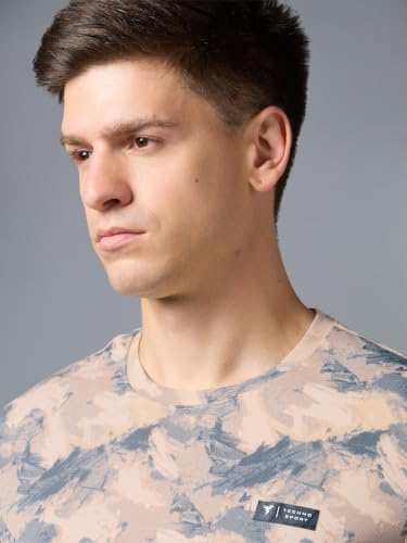Image of TECHNOSPORT Men's Slim Fit Half Sleeve Crew Neck T-Shirt, TECHNOCOOL+ Quick Dry Moisture Wicking Stretchable Sports Gym and Casual Wear