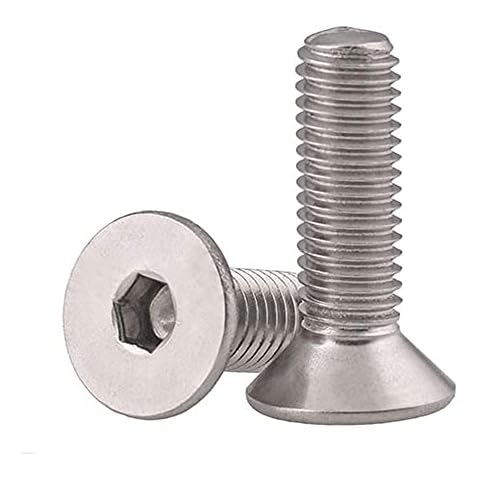 M6-1.0 x 20mm Flat Head Socket Cap Screws Bolts, Stainless Steel 18-8, Bright Finish, DIN 7991, Fully Threaded, Pack of 50 Cover