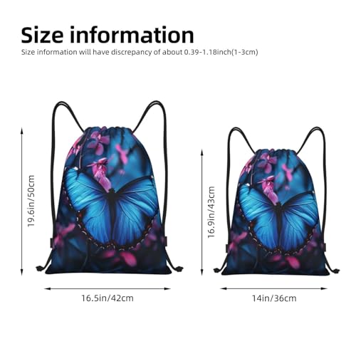 Drawstring Backpack Sports Gym Bags Draw String Bag for Women Men Blue Butterfly Drawstring Bags Sackpack2