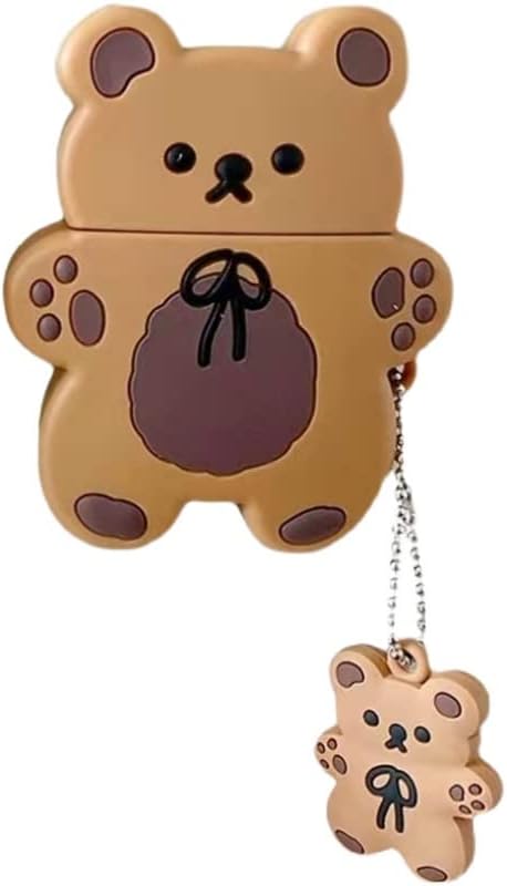 Funda de silicona ultra gruesa y suave con llavero para Apple AirPod 3D de dibujos animados de animales lindos kawaii adorables para niños, niñas,