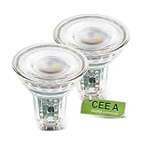 BRILONER   Lot de 2 lampes LED GU10 verre, CEE A, 2.5W 450 lm, lumière blanc chaud, ampoule LED éclairage intérieur, réflecteur usage domestique, 50x56 mm