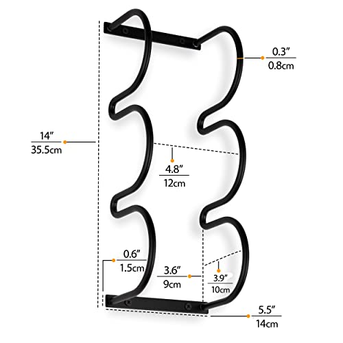 Wallniture Dijon Wine Rack Wall Mounted Or Under Cabinet Organizer For 3 Liquor Or Wine Bottles, Black Metal Wall Decor Set Of 2 #TOP5