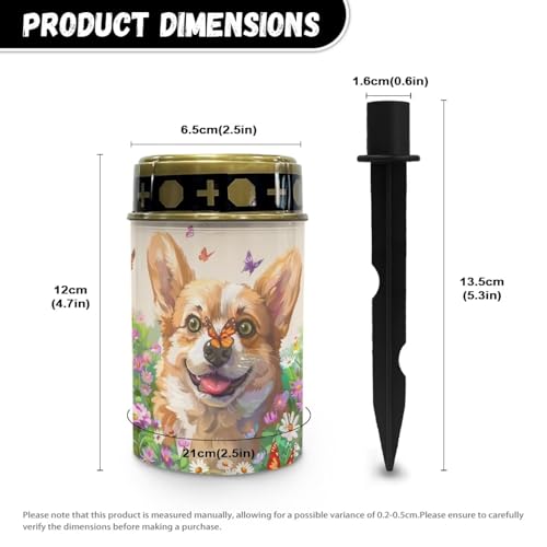 Image of Sweet Corgi Solar Grave Lights for Cemetery - Flameless Solar Powered Light for Prayer - Waterproof Decor Candle Lamp