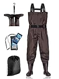 BELLE DURA Fishing Waders Chest Waterproof Light Weight Nylon Bootfoot Waders for Men Women with Boots (Brown M13)