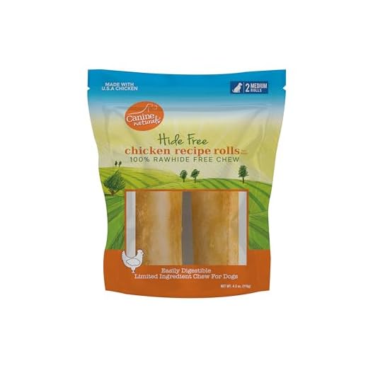Canine Naturals Chicken Recipe Chew - Rawhide Free Dog Treats - Made From USA Raised Chicken - All-Natural and Easily Digestible - Medium (2 Count) for Dogs 20-50lb