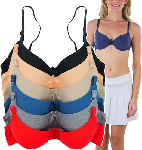 Image of ToBeInStyle Women's Pack of 6 Padded Assorted Styles Supportive Bras Cup Size - A to DDD