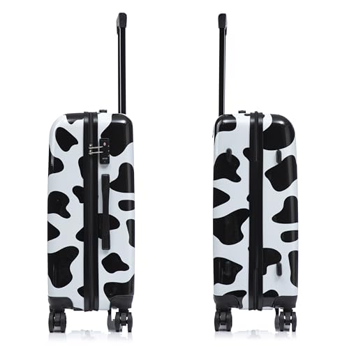 Image of InUSA Prints 26.82 inch Hardside Suitcase, 4-Wheeled Spinner, TSA Checkpoint Friendly, Cow Animal Print (IUAPC00M-COW)