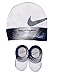 Nike Baby Boys Big Swoosh Graphic Print Hat & Booties Set, White/Binary Blue/Paramount Blue, 0-6M