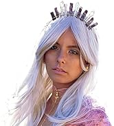 Formery Purple Raw Crystal Crown Silver Amethyst Pendulum Quartz Headband Handmade Natural Stone ...