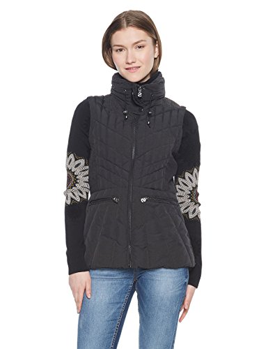 Desigual Padded_Elysian Abrigo, (Negro 2000), 40 (Talla del Fabricante: 38) para Mujer