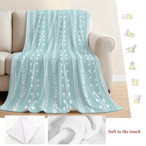 Simple Vertical Stripes Flannel Blanket for Bed, Summer Coastal Lines Style Blue Green Soft Cozy Warm Couch Throw Blanket, Lightweight Fluffy Plush Bedding Blankets for Sofa Decor All Season 50"x60" - Image 6