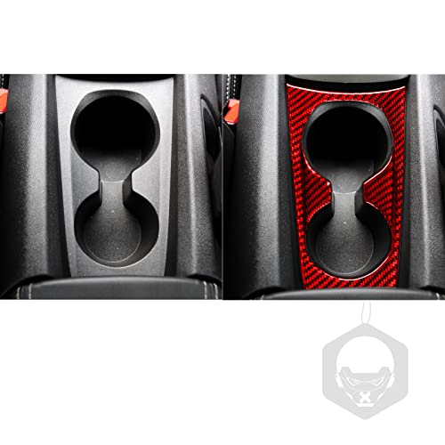 Image of NVCNX Genuine Premium Carbon Fiber Center Console Gear Panel Water Cup Holder Cover Car Interior Dash Trim Accessories for Chevrolet Camaro 2010 2011 2012 2013 2014 2015 3PCS Red