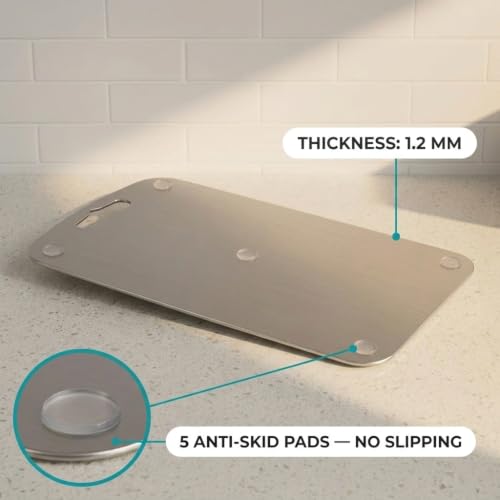 Image of Herrlich Homes 304 Stainless Steel Customize Rectangle Chopping Board for Kitchen | 35 x 25 cm | Customization Name /Text | with Gifting Packaging | Large