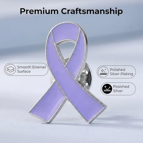 Image of Awareness Enamel Lapel Pin - Nickel and Gold Plated Ribbon Pin - Prevention and Awareness Ribbon - Jewelry Brooch Pin with Secure Clutch Back